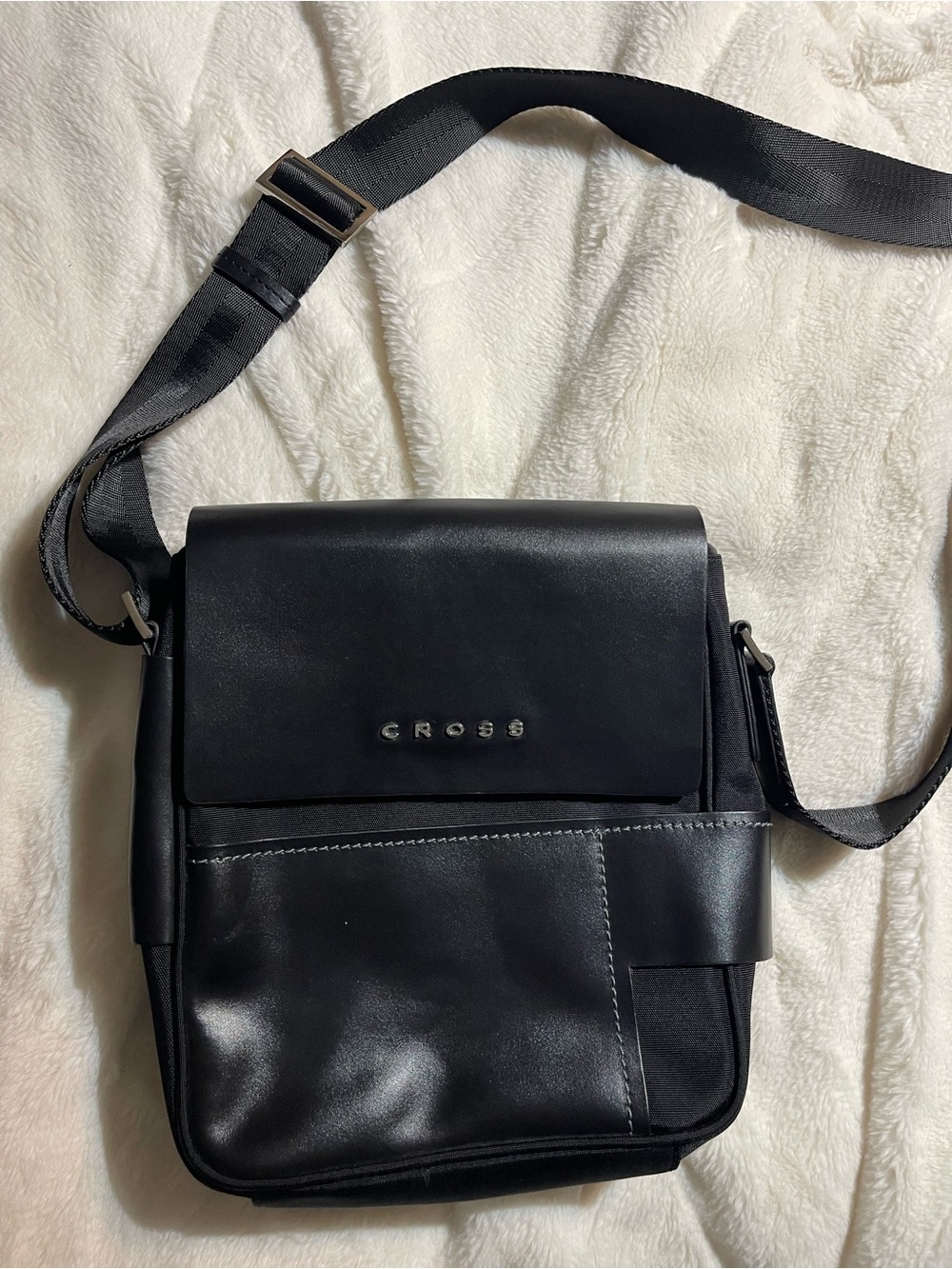 Black Leather Messenger Bag for Men/women NEW